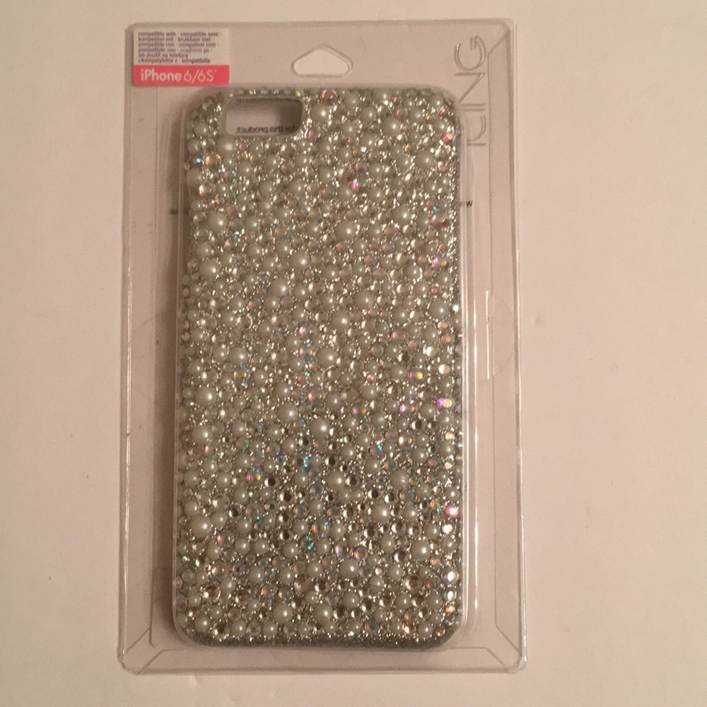iPhone case 6/6S with small rhinestones and pearl